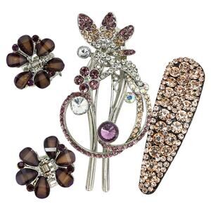 Lot Sparkly Glam Bridal Y2K FairyCore Fantasy Hair Accessories Purple Pink